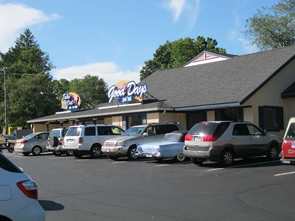 The Good Days Restaurant building and parking lot